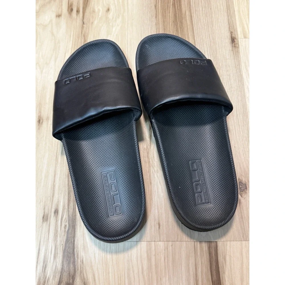 Polo Ralph Lauren Cayson Black Slides Sandals Men's Size 10